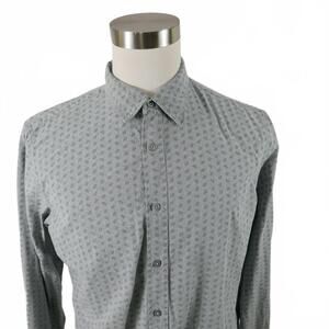 Banana Republic Mens Custom 078 Wash Camden Button Up Gray Paisley Shirt L